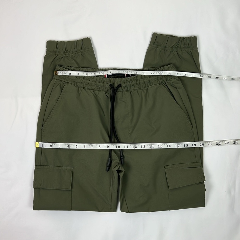 Akademiks Men Medium Olive Green Cargo Jogger Pockets‎ Pant Drawstring Tie Waist - Picture 7 of 9